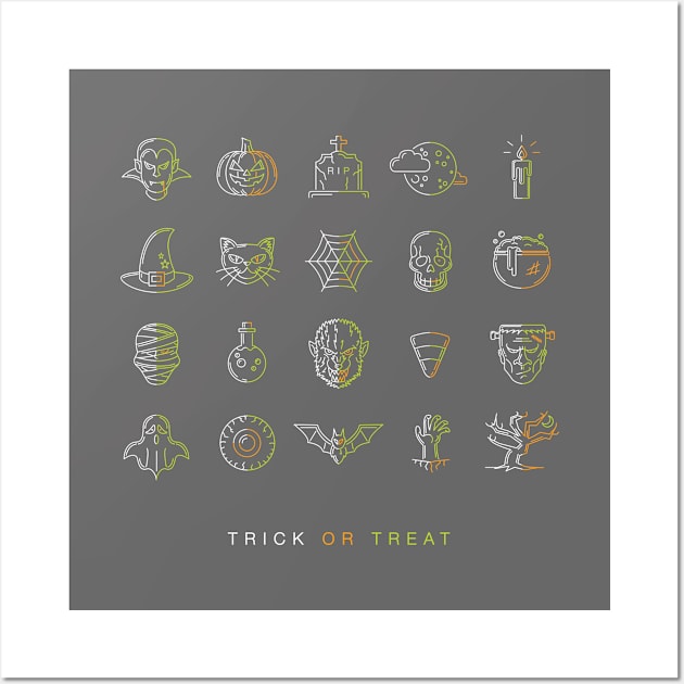 Trick or Treat Halloween Symbols Icons Wall Art by BurchCreativeDesign